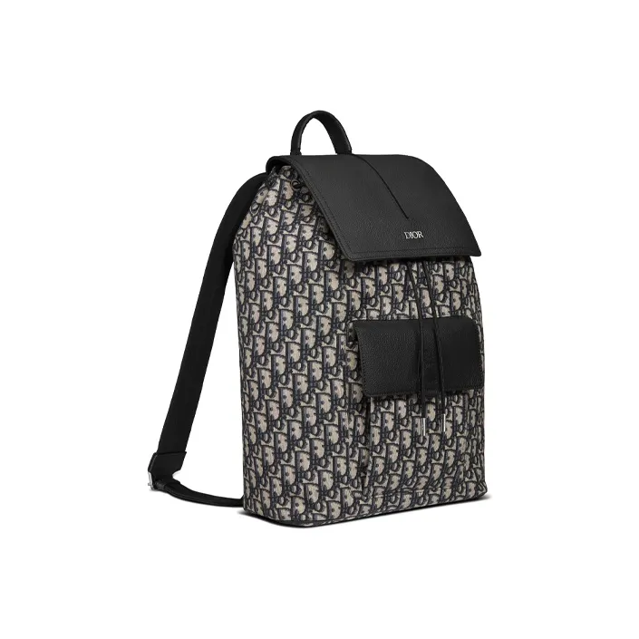 DIOR D-Motion Grained Calfskin Backpack Regular Men's Beige/Black-1