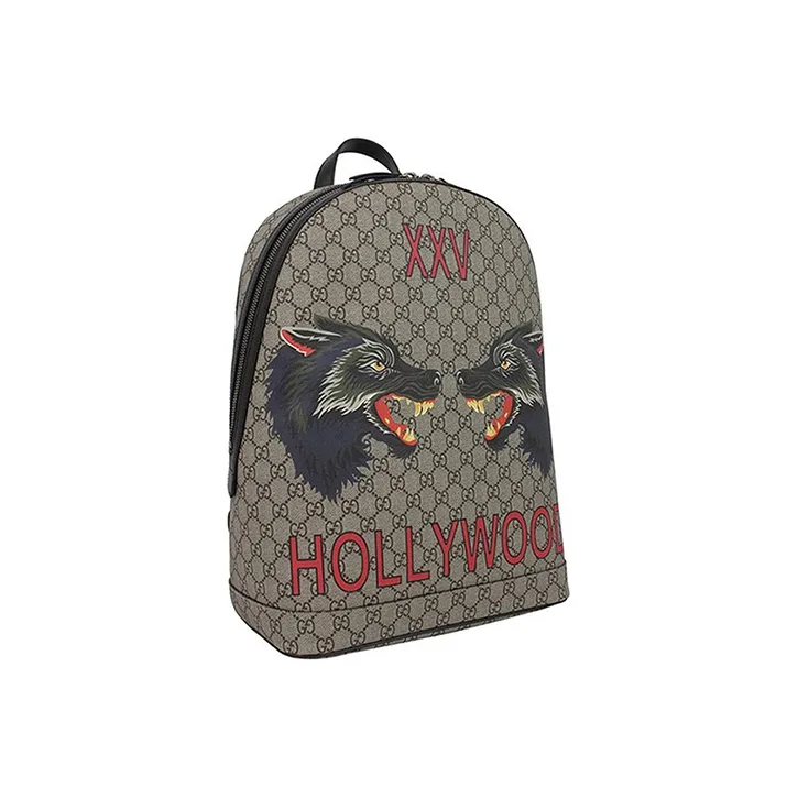 GUCCI Canvas With Leather Backpack Men's Ebony/Black-1