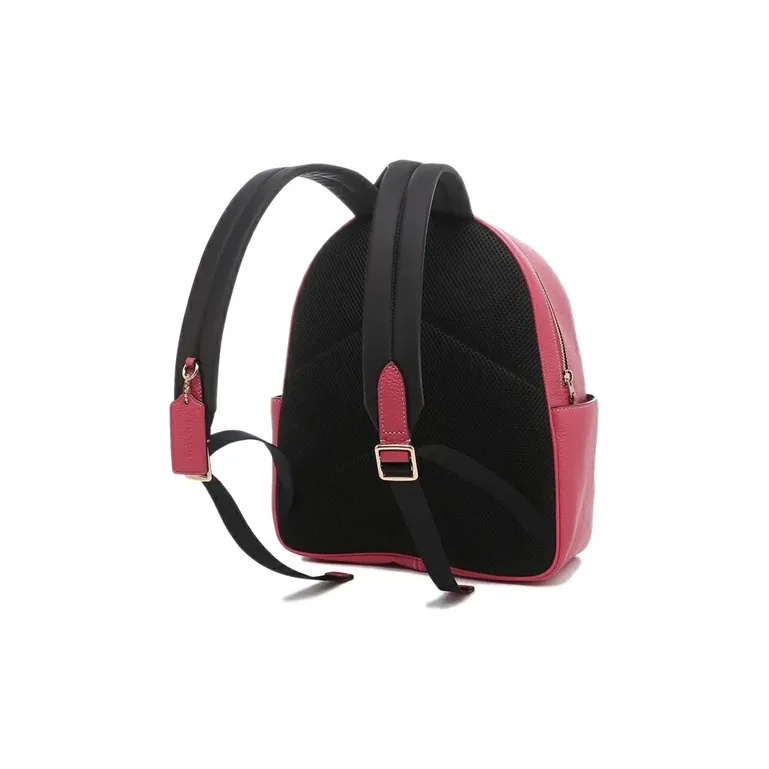COACH Court Leather Backpack Medium Size Women's Fuchsia-3