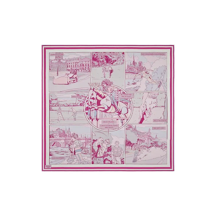 HERMES Silk Scarves Women's Mont Blanc/Vertical/Rose-2