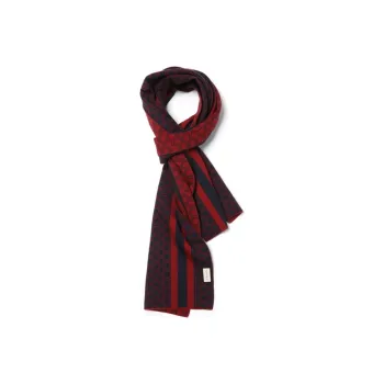 GUCCI Wool Knit Scarves Unisex Red/Black