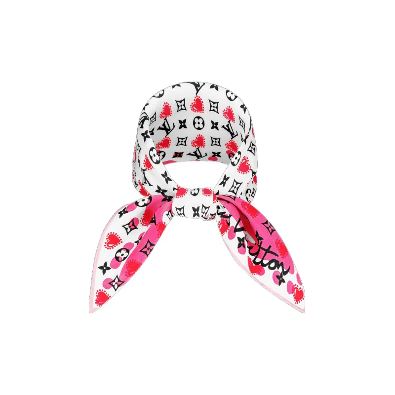 LOUIS VUITTON I LV U BB Mulberry Silk Scarf Unisex Pink-2