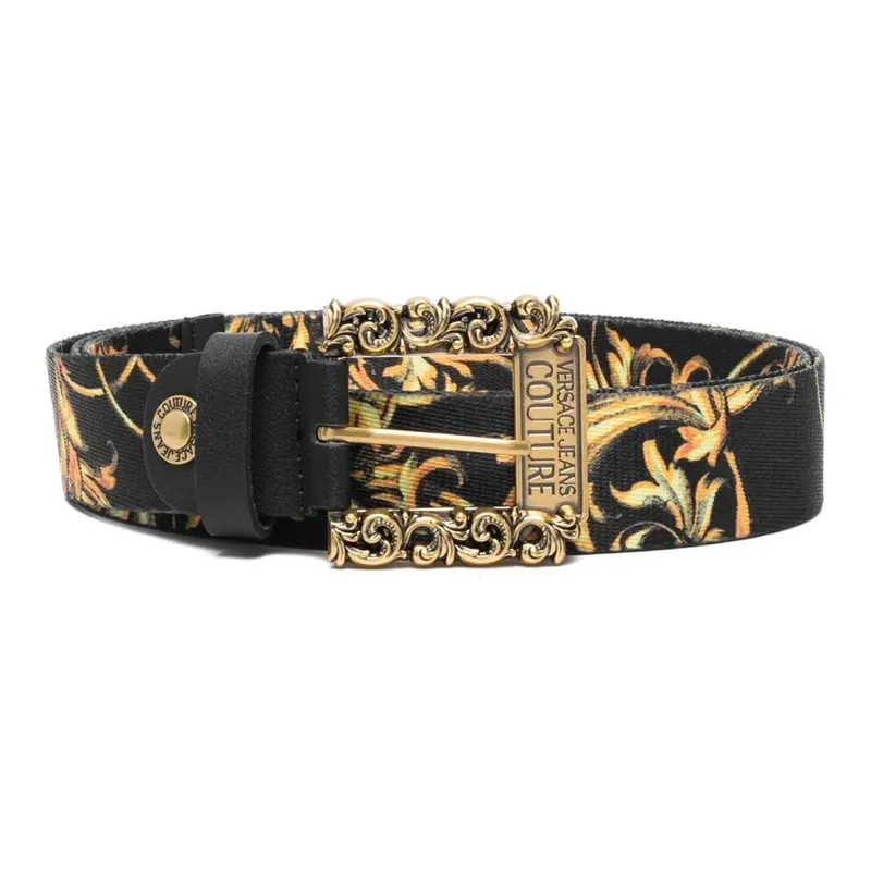 VERSACE JEANS COUTURE Canvas Leather Belts Unisex Multicolor Width 3.5cm-0