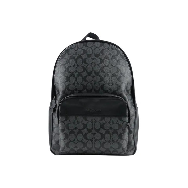 COACH Houston Canvas With Leather Backpack Medium Size Men's Charcoal Black-0