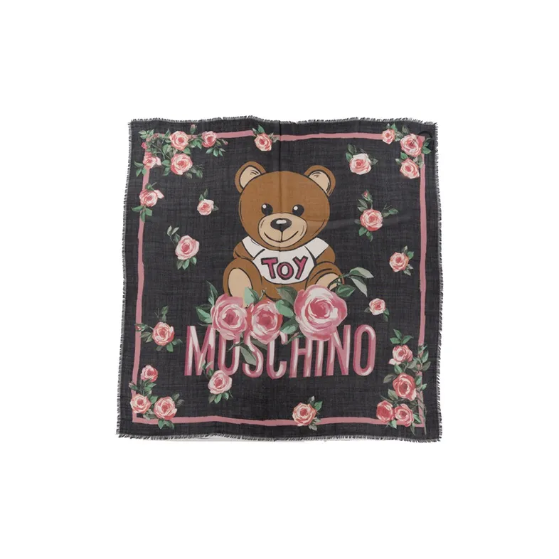 MOSCHINO Teddy Silk Scarves Women's Black/Red-2