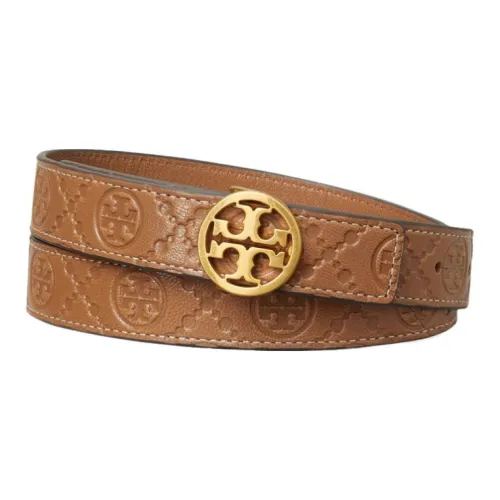 TORY BURCH Leather Leather Belts Unisex Gray Width 2.6CM