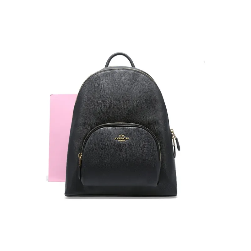 COACH Carrie Leather Backpack Large Size Women's Black-4