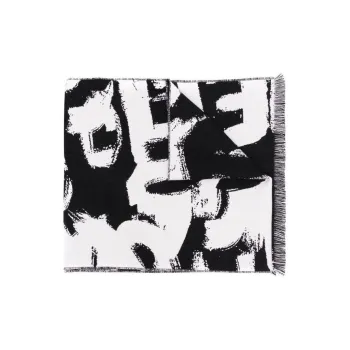 Alexander McQueen Wool Knit Scarves Unisex Black/White