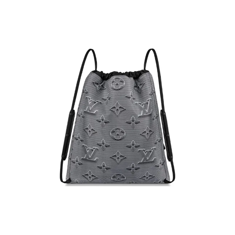 LOUIS VUITTON Drawstring Backpack Monogram 3D Gray/Black-1