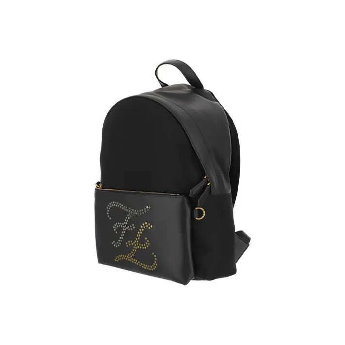 FENDI Leather Backpack Men's Black-1