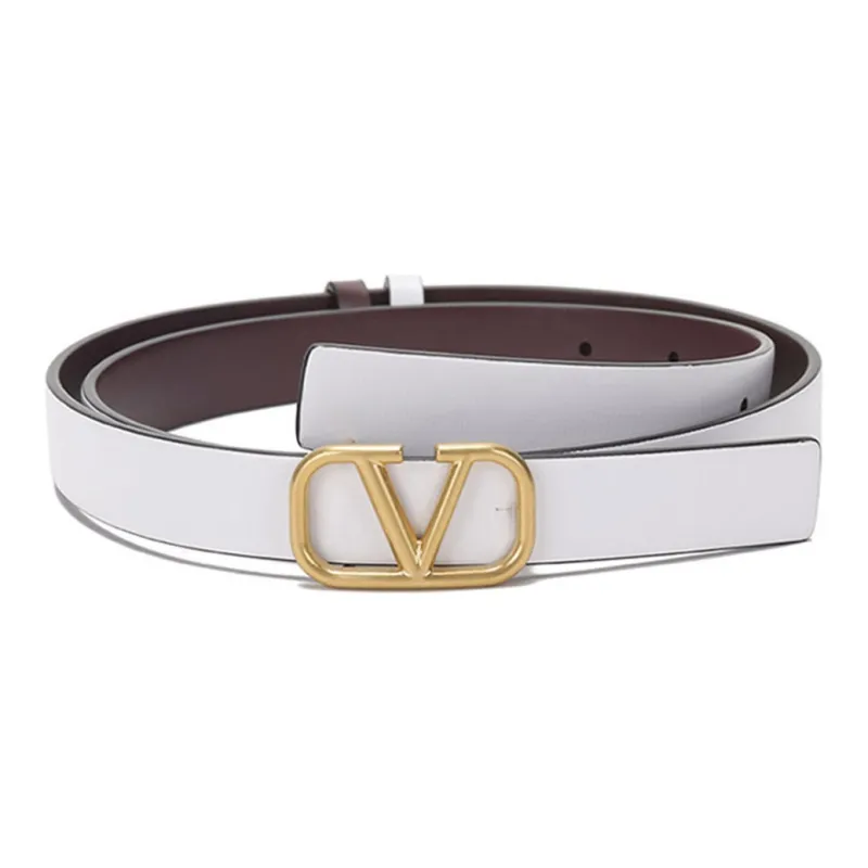 Valentino Vintage VLogo Plate Buckle Double-Sided Belt Women's Width: 2cm-0