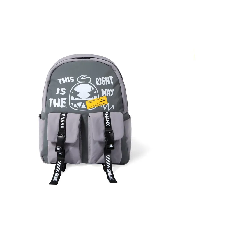 GENANX Polyamide Backpack Regular Unisex Gray/Yellow-0