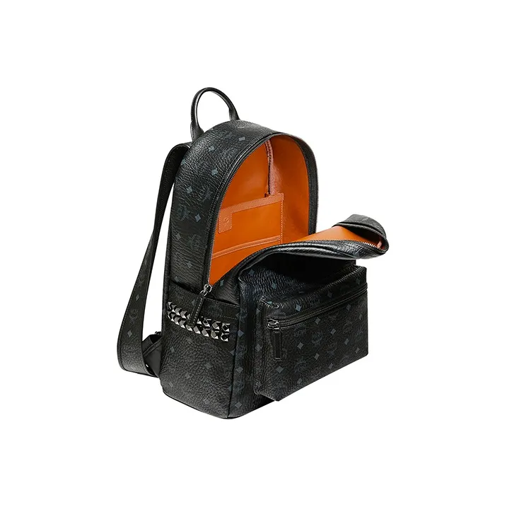 MCM Stark Backpack Visetos Side Studs Medium Black-4