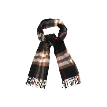 Burberry Knit Scarves Unisex Black Brown Plaid