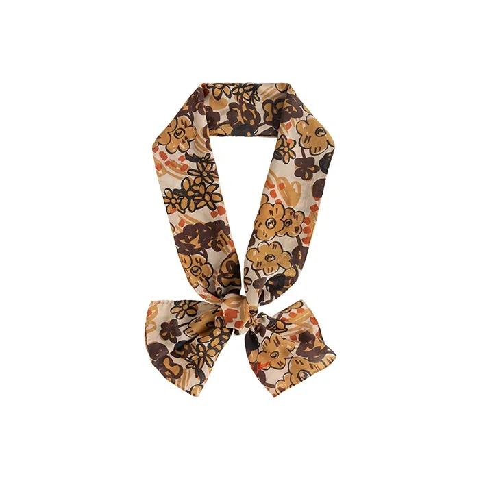 LOST PATTERN Silk Scarves Women's Multicolor/Coffee-4