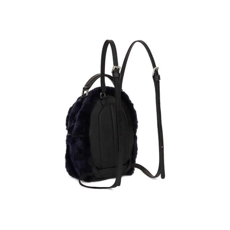 Furla Favola Leather Patchwork Backpack Mini Women's Black-3