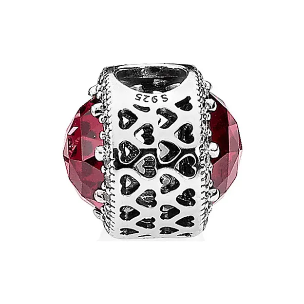Pandora 925 Sterling Silver Synthetic Cubic Zirconia Ornament Women's Pink-1
