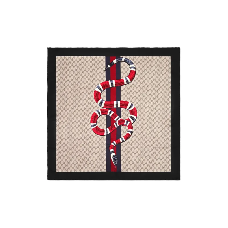 GUCCI Silk Scarves Unisex Black Red-0