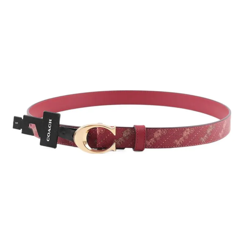 COACH Leather Belts Women's Brown Red Width 2.5cm-3