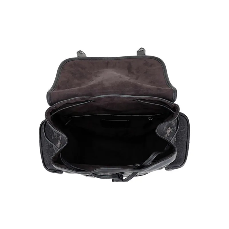 COACH Hitch Leather Backpack Large Size Men's Charcoal Black-5