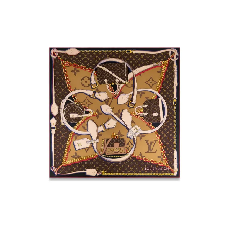 LOUIS VUITTON Tribute To Silk Scarves Women's Brown-0