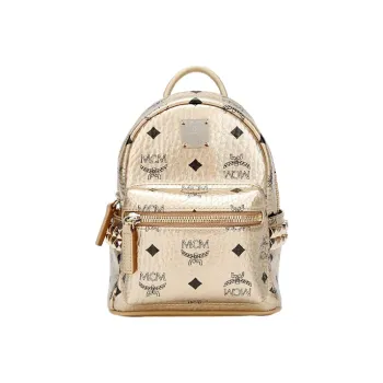 MCM Stark Visetos PVC Polyvinyl Chloride Backpack Extra Mini Women's Gold