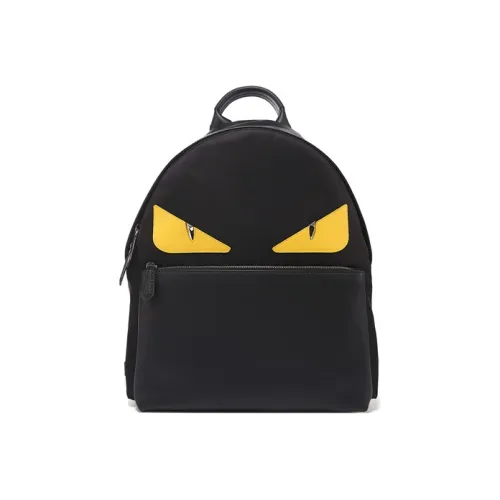 FENDI Nylon Fabric Backpack Men's Black/Yellow