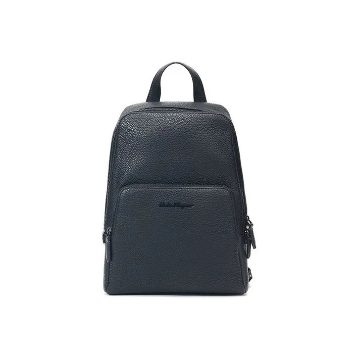 FERRAGAMO Cow Leather Backpack Men's Black-0