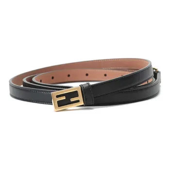 FENDI Cow Leather Belts Women's Black Width 1.5cm