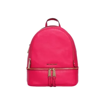 MICHAEL KORS Rhea Zip Leather Backpack Medium Size Women's Rose Red