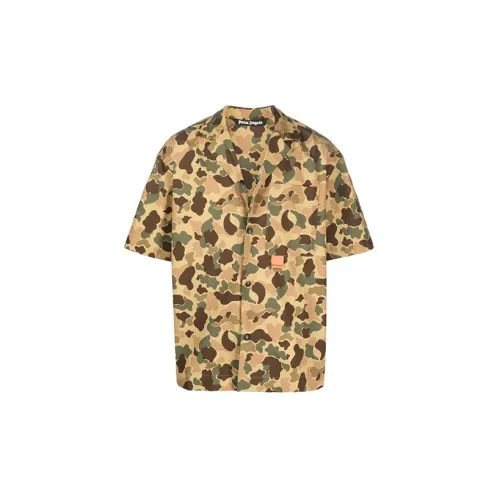 PALM ANGELS Camouflage Print Short Sleeve Shirt 