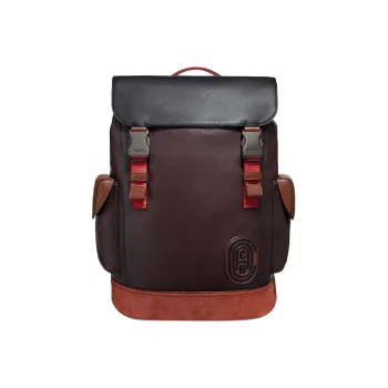 COACH Rivington Leather Travel Bag Backpack Large Size Men's Black Purple Multicolor