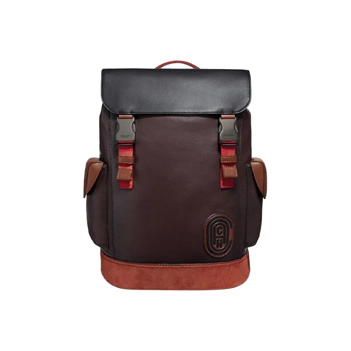 COACH Rivington Leather Travel Bag Backpack Large Size Men's Black Purple Multicolor-0