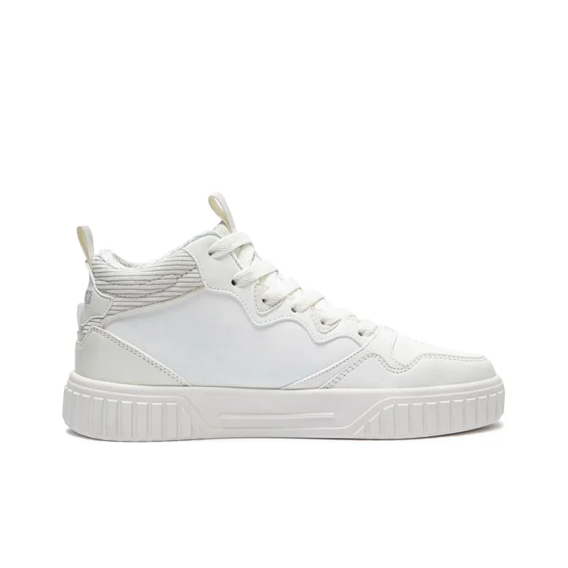 Erke Mid Top Skateboard Shoes Women's Ivory White Dew Gray-1