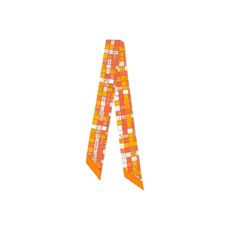 HERMES Twilly Silk Scarves Unisex Orange-0