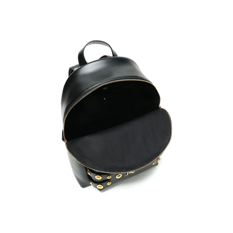 VERSACE Leather Backpack Regular Men's Black-5