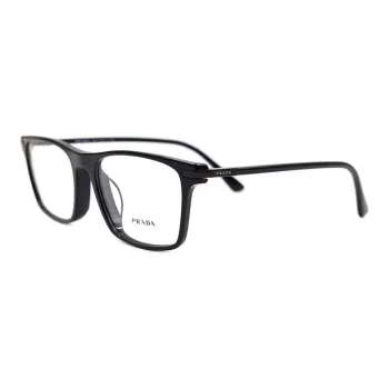 PRADA Plate Frame Rectangular Eyeglass Frames Men's Black
