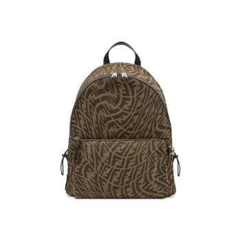FENDI Canvas With Leather Backpack Regular Men's Brown