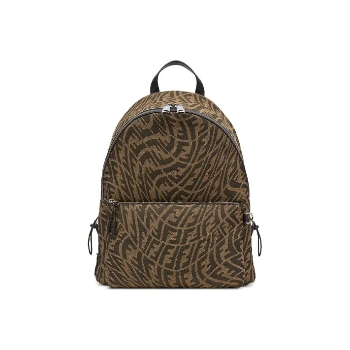 FENDI Canvas With Leather Backpack Regular Men's Brown-0