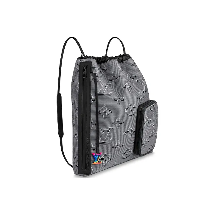 LOUIS VUITTON Drawstring Backpack Monogram 3D Gray/Black-2