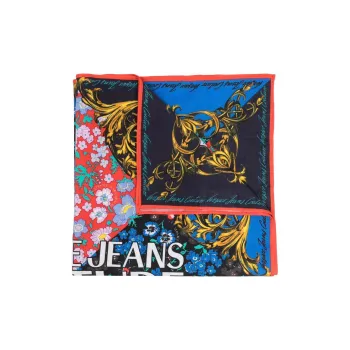 VERSACE Barocco Silk Scarves Unisex Black/Multicolor