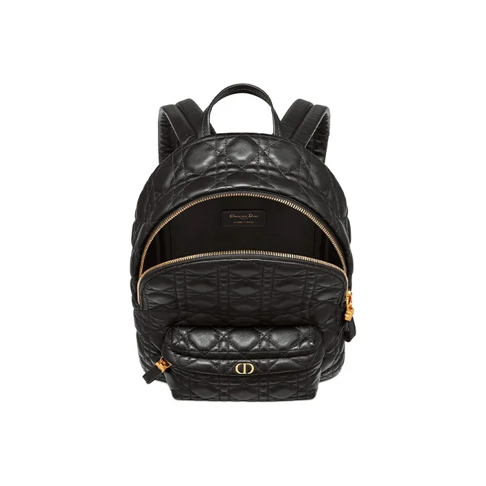 DIOR Sheepskin Backpack Small Size Women's Black-3