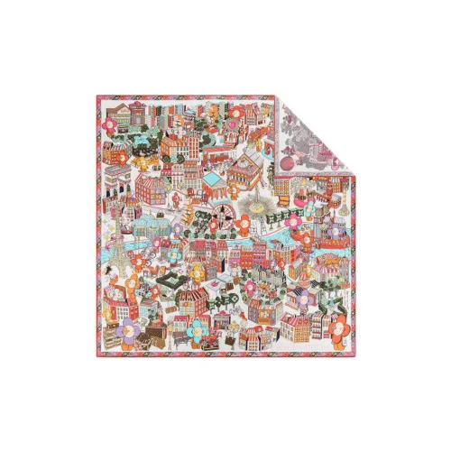 LOUIS VUITTON Silk Scarves Women's Red/Multicolor