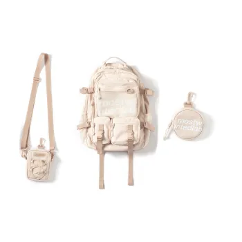 MostwantedLab Polyester Backpack Large Size Unisex Ecru