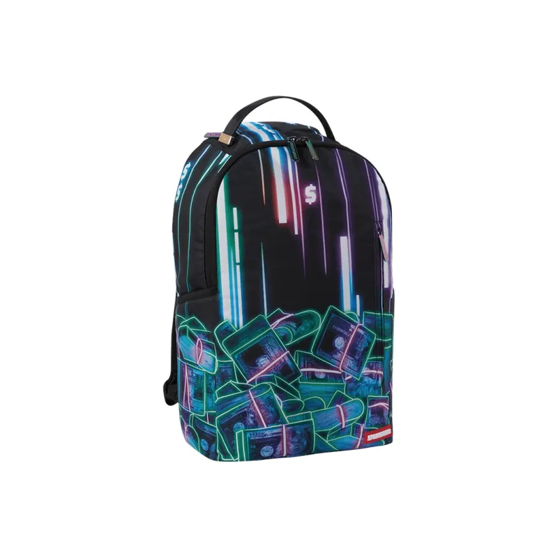SPRAYGROUND Fabric Laptop Bag Backpack Medium Size Unisex Neon Dollar Color Block-1