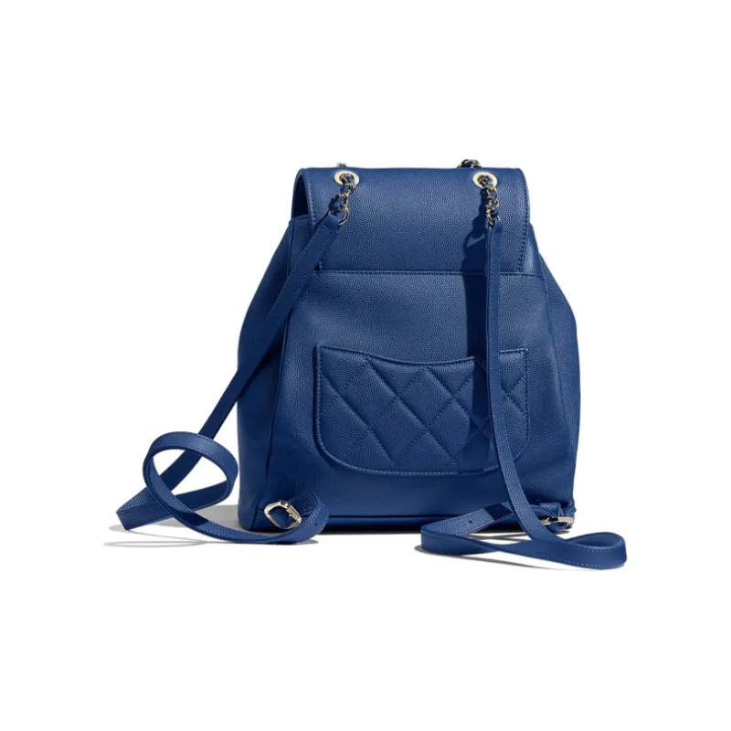 CHANEL Grain Calfskin Backpack Women's Blue-1