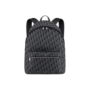 DIOR OBLIQUE Leather Backpack Men's Blue