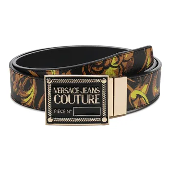VERSACE JEANS COUTURE Leather Belts Men Black Print