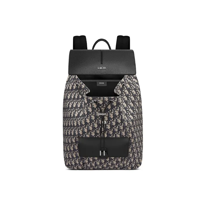 DIOR D-Motion Grained Calfskin Backpack Regular Men's Beige/Black-3