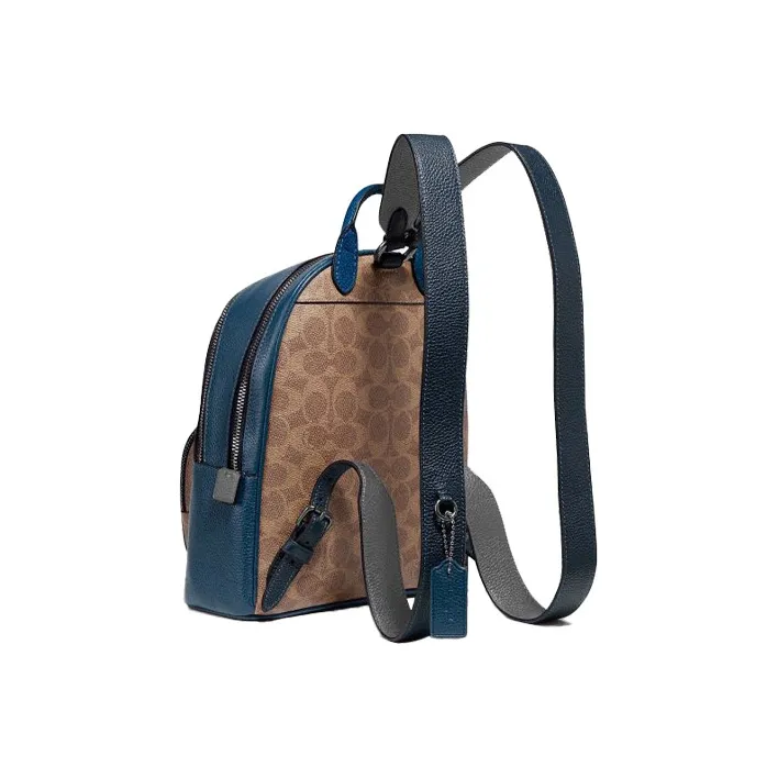 COACH Carrie Cow Leather Backpack Women's Blue Brown-1